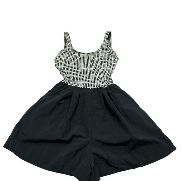 Mainstream Vintage 70s Gingham Open Back Stretch Romper Swimsuit Size 8 - Picture 3 of 14